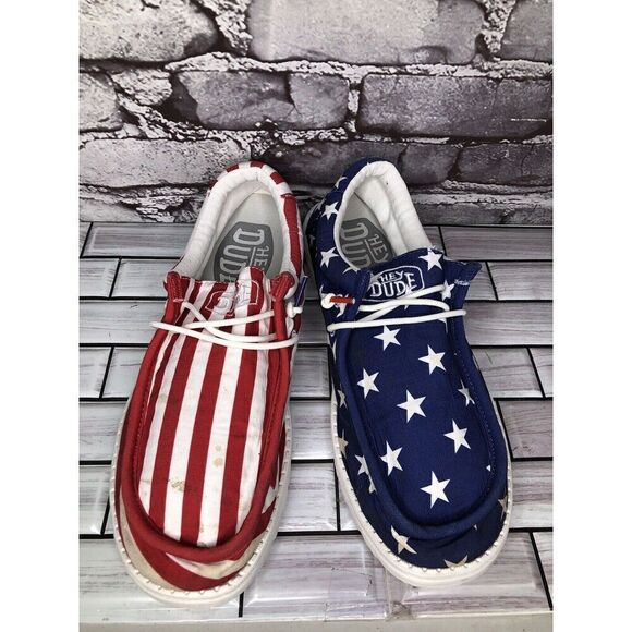 Hey Dude Wally Patriotic American Flag Men's Shoes Sz 11 US Casual Slip On USA - Picture 1 of 16